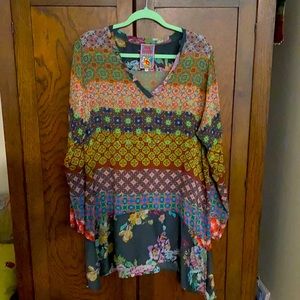 Johnny Was multicolored asymmetrical tunic